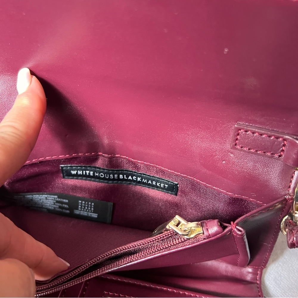 White House Black Market Elegant Burgundy Croc-Embossed Leather Suede crossbody - Picture 8 of 14